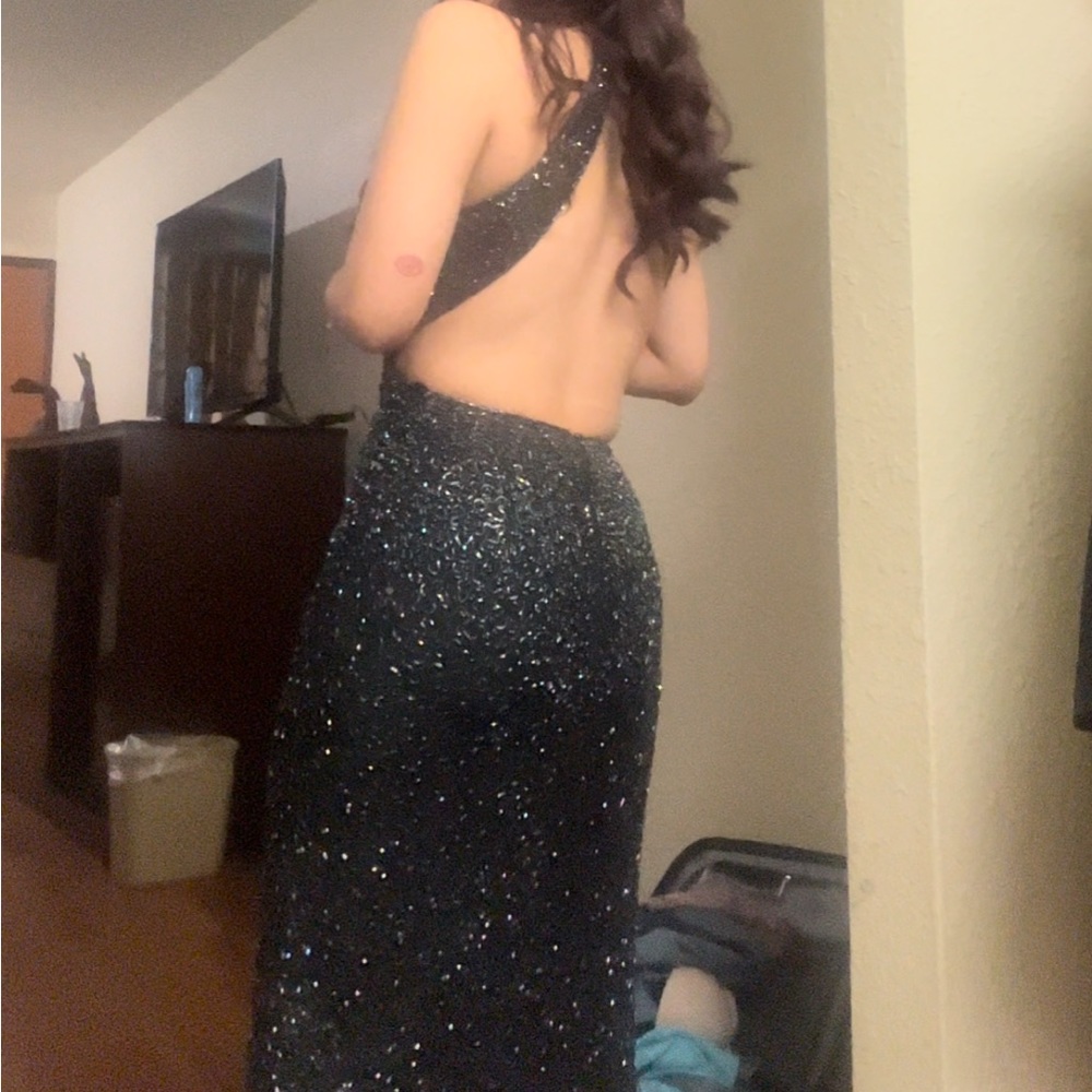 Cache Iridescent Beaded Silk Gown Formal Backless… - image 5